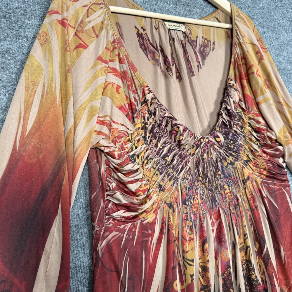 One World Live And Let Live Size XL Shift Dress Tan Brown Sublimated Dark Fairy - Picture 4 of 9